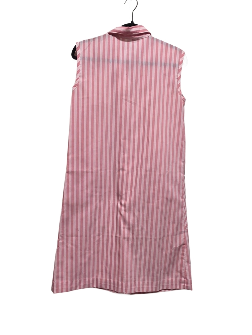 Vintage 1960s Skimma Pink White Striped Collared Shift Shirt Dress, size M/L - Picture 2 of 3